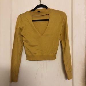 “F21 yellow V-neck top
